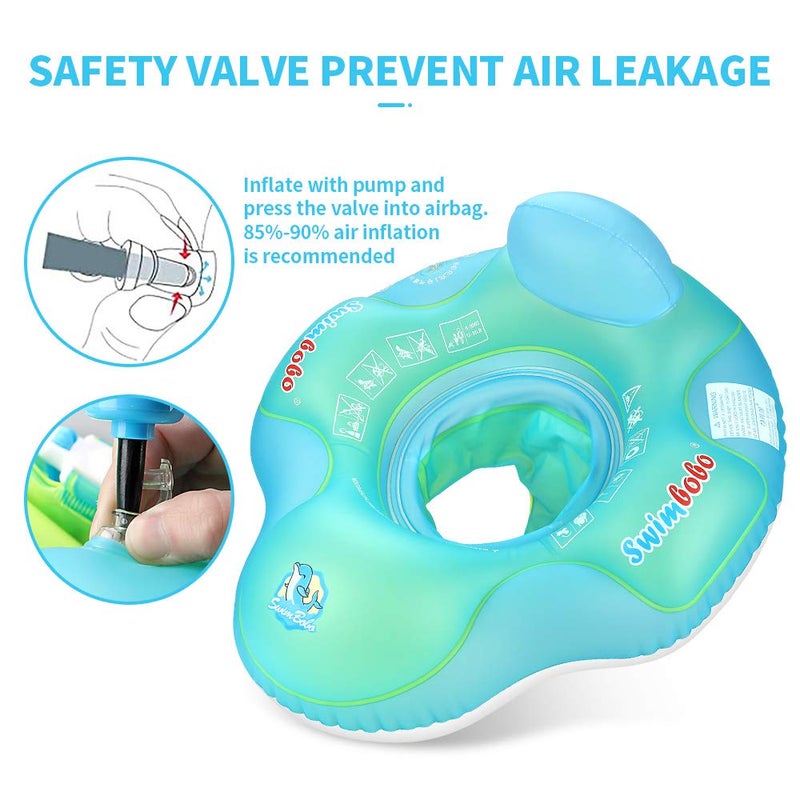 Swimbobo Baby Swimming Pool Float Inflatable Toddler Swim Pool Seat Floating Ring for Kids Aged 2-4 Years Old (Blue,Large) - Image 5